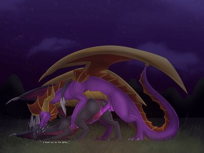 Spyro and Cynder Intimate Love 2
art by LightningManjms
Keywords: videogame;spyro_the_dragon;spyro;cynder;dragon;dragoness;male;female;feral;M/F;penis;from_behind;vaginal_penetration;spooge;LightningManjms