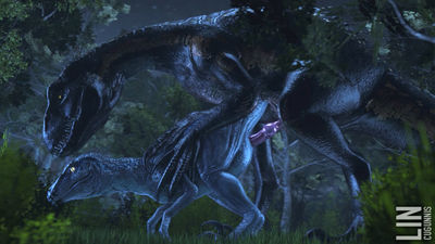 Indoraptor and Blue Having Sex
art by LinCugunnis
Keywords: jurassic_world;dinosaur;theropod;raptor;indominus_rex;indoraptor;hybrid;deinonychus;blue;male;female;feral;M/F;penis;from_behind;cloacal_penetration;cgi;LinCugunnis