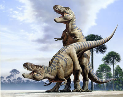 Tyrannosaur Copulation
art by Raul Martin
Keywords: dinosaur;theropod;tyrannosaurus_rex;trex;male;female;feral;M/F;from_behind;raul_martin