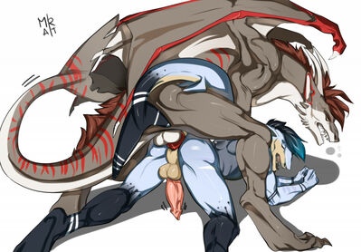 Dragon on Shark Action
art by MaxRaiden
Keywords: dragon;shark;male;feral;anthro;M/M;penis;from_behind;anal;MaxRaiden
