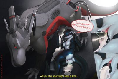 Mechdragon Servicing
art by evalion
Keywords: dragon;mechdragon;robot;male;female;feral;cetacean;orca;anthro;breasts;M/F;penis;from_behind;vaginal_penetration;spooge;closeup;evalion