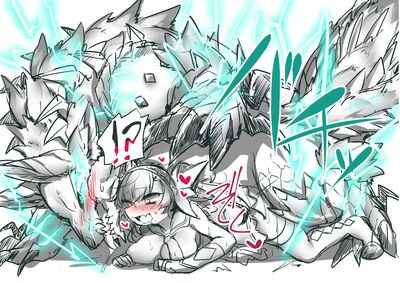 Zinogre
art by mochi
Keywords: beast;videogame;monster_hunter;dragon;zinogre;male;feral;human;woman;female;M/F;from_behind;suggestive;mochi