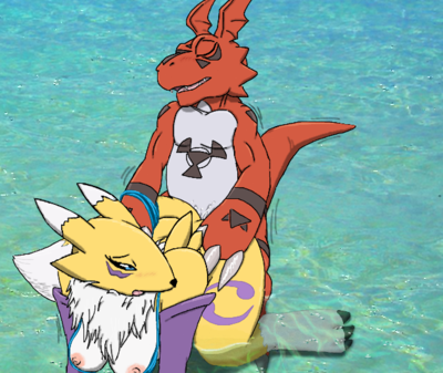 Renamon and Guilmon Beach Fun 3
art by moltsi
Keywords: anime;digimon;dragon;furry;canine;fox;renamon;guilmon;male;female;anthro;breasts;M/F;from_behind;spooge;beach;moltsi