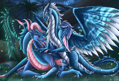 Arcus and Epiane Mating
art by nira_the_dark
Keywords: dragon;dragoness;male;female;feral;M/F;penis;missionary;vaginal_penetration;spooge;nira_the_dark