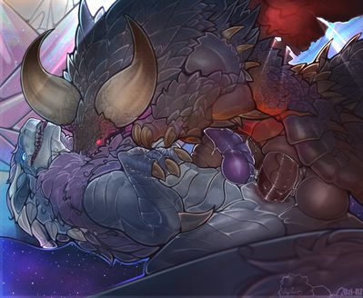 Wrecked By Nergigante
art by Ozi-RZ
Keywords: videogame;monster_hunter;dragon;nergigante;male;feral;anthro;M/M;penis;missionary;anal;spooge;Ozi-RZ