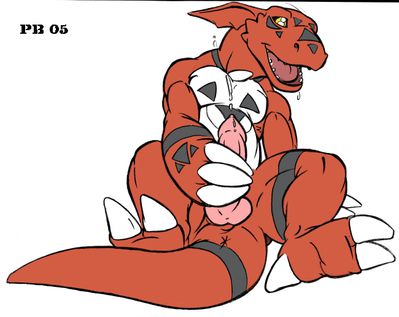 Guilmon
art by PB
Keywords: anime;digimon;dragon;guilmon;male;anthro;solo;penis;masturbation;spooge;PB