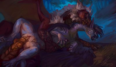 Under the Moonlight
art by pinguinolog
Keywords: dragon;dragoness;male;female;feral;M/F;penis;spoons;vaginal_penetration;spooge;pinguinolog