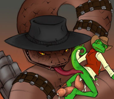 Rattlesnake Jake and Rango 2
art by darkpenguin
Keywords: cartoon;rango;lizard;chameleon;snake;rattlesnake;rattlesnake_jake;male;anthro;M/M;penis;hemipenis;oral;anal;rimjob;darkpenguin