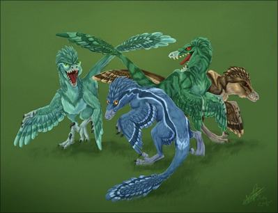 Raptor Squad
art by nattikay
Keywords: jurassic_world;dinosaur;theropod;raptor;deinonychus;blue;echo;delta;charlie;female;feral;non-adult;nattikay