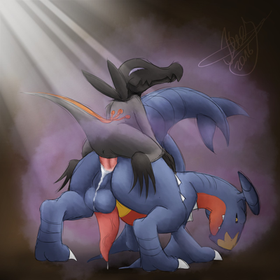 Garchomp and Salandit
art by ReezyTheGarchomp
Keywords: anime;pokemon;dragon;wyvern;lizard;garchomp;salandit;male;anthro;M/M;penis;from_behind;anal;spooge;ReezyTheGarchomp