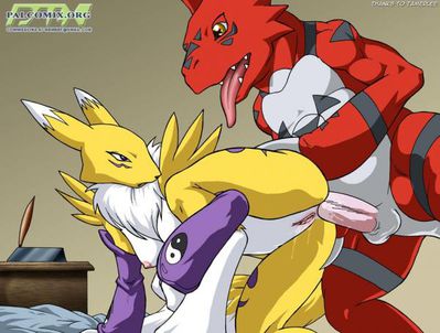 Renamon Anal
art by palcomix
Keywords: anime;digimon;dragon;furry;canine;fox;renamon;guilmon;male;female;anthro;breasts;M/F;penis;from_behind;anal;palcomix