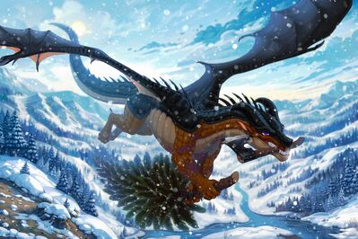 Bringing The Tree (Wings_of_Fire)
art by ResurrecteD_Dragon
Keywords: wings_of_fire;mudwing;dragon;male;feral;solo;holiday;non-adult;ResurrecteD_Dragon