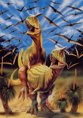 Carnotaurus Mating
art by Luis Rey
Keywords: dinosaur;theropod;carnotaurus;male;female;feral;M/F;from_behind;luis_rey