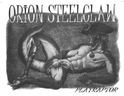 Orion Steelclaw Pinup
art by werepuppy
Keywords: comic;rocketship_rodents;dinosaur;theropod;raptor;male;anthro;solo;penis;spooge;werepuppy