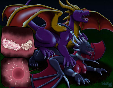 Spyro and Cynder
art by RosheaTFreak
Keywords: videogame;spyro_the_dragon;spyro;cynder;dragon;dragoness;male;female;feral;anthro;M/F;penis;from_behind;vaginal_penetration;internal;orgasm;ejaculation;spooge;RosheaTFreak