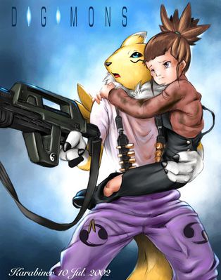 Digimons
art by karabiner
Keywords: anime;digimon;furry;canine;fox;renamon;human;female;anthro;solo;humor;non-adult;karabiner