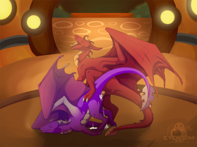 Flame Mounting Spyro
art by ShadowEyenoom
Keywords: videogame;spyro_the_dragon;spyro;flame;dragon;male;anthro;M/M;penis;from_behind;anal;spooge;ShadowEyenoom