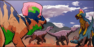 Corythosaurus Sex
art by sherard_jackson
Keywords: comic;darbi;dinosaur;hadrosaur;corythosaurus;male;female;feral;M/F;from_behind;suggestive;spooge;sherard_jackson