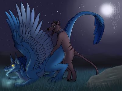 Thylus and Dragoness Having Sex
art by SilipinFox1298
Keywords: dragoness;female;feral;furry;thylacine;male;anthro;M/F;penis;from_behind;suggestive;SilipinFox1298