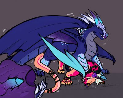 Galaxy and Sundrop 3 (Wings_of_Fire)
art by SinfulEclipse
Keywords: wings_of_fire;rainwing;nightwing;hybrid;dragon;dragoness;male;female;feral;M/F;penis;from_behind;vaginal_penetration;internal;SinfulEclipse