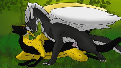 Skye and Rega Mating
art by SpaceBeanSkye
Keywords: dragon;dragoness;male;female;feral;M/F;penis;from_behind;vaginal_penetration;spooge;SpaceBeanSkye