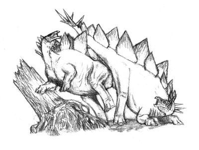 Stegosaurus mating
art by alnus
Keywords: dinosaur;stegosaurus;male;female;feral;M/F;from_behind;alnus