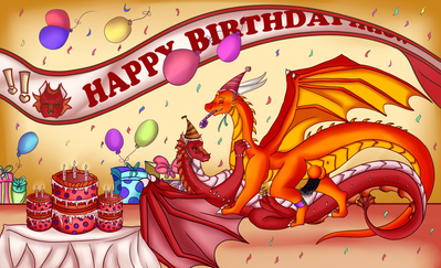 Birthday Rut
art by StriderTheForkKing
Keywords: dragon;dragoness;male;female;feral;M/F;penis;missionary;vaginal_penetration;spooge;StriderTheForkKing