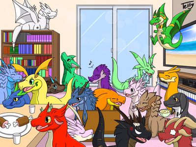 Dragon Room Party
art by teilly
Keywords: dragon;feral;solo;non-adult;teilly