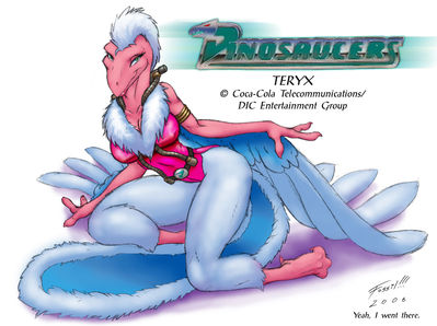 Teryx
art by fossil
Keywords: cartoon;dinosaucers;dinosaur;theropod;archaeopteryx;teryx;female;anthro;solo;non-adult;fossil