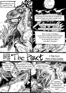 The Pact (1/10)
art by droemar
Keywords: comic;dinosaur;theropod;raptor;utahraptor;male;female;feral;non-adult;droemar