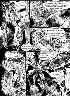 The Pact (2/10)
art by droemar
Keywords: comic;dinosaur;theropod;raptor;utahraptor;male;female;feral;non-adult;droemar