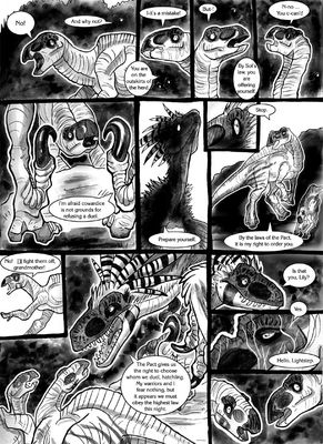 The Pact (7/10)
art by droemar
Keywords: comic;dinosaur;theropod;raptor;utahraptor;hadrosaur;iguanodon;male;female;feral;non-adult;droemar