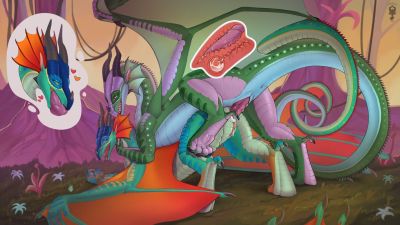 Glorious Glory 3 (Wings_of_Fire)
art by Toaster21648
Keywords: wings_of_fire;rainwing;glory;dragon;dragoness;male;female;feral;M/F;penis;vagina;from_behind;anal;oral;internal;spooge;closeup;Toaster21648