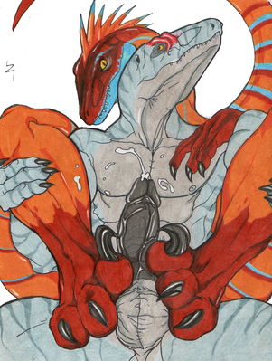 Velociraptor and Allosaur
art by zabraxas
Keywords: dinosaur;theropod;raptor;velociraptor;allosaurus;anthro;M/M;penis;footjob;masturbation;spooge;zabraxas