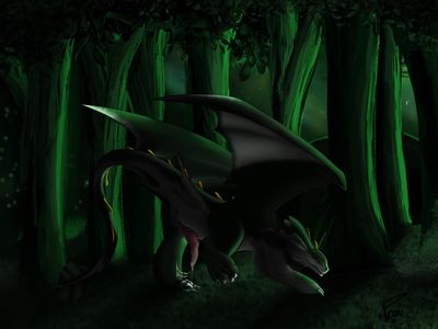 Wandering The Forest
art by Proximity_Nightfury
Keywords: how_to_train_your_dragon;httyd;night_fury;dragon;male;feral;solo;penis;spooge;Proximity_Nightfury