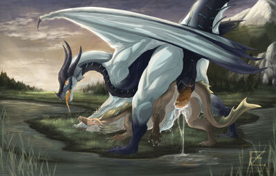 Mountain Mating (alt)
art by ZweikopfEinhorn
Keywords: dragon;dragoness;wyvern;male;female;feral;M/F;penis;from_behind;vaginal_penetration;spooge;ZweikopfEinhorn