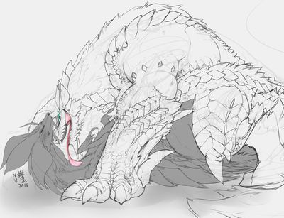 Tamamitsune and Zinogre
art by linlvjia
Keywords: videogame;monster_hunter;dragon;dragoness;wyvern;tamamitsune;zinogre;male;female;feral;M/F;missionary;linlvjia