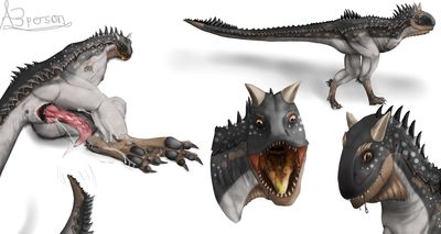 Carnotaurus Reference
art by a3person
Keywords: dinosaur;theropod;carnotaurus;male;feral;solo;penis;reference;spooge;a3person
