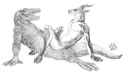Croc x Antelope
art by blotch
Keywords: crocodilian;crocodile;furry;cervine;antelope;male;anthro;M/M;penis;cowgirl;anal;masturbation;blotch
