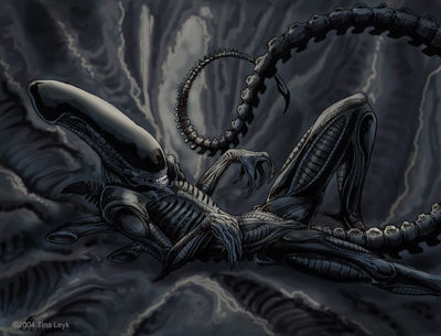 Alone Time
art by tina_leyk
Keywords: alien;xenomorph;anthro;female;solo;vagina;tina_leyk