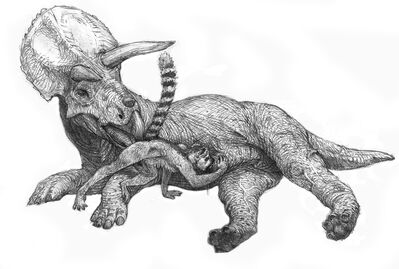 Trike and Lemur
art by a_inc
Keywords: dinosaur;ceratopsid;triceratops;furry;lemur;male;feral;M/M;penis;oral;69;anal;rimjob;spoogela_inc