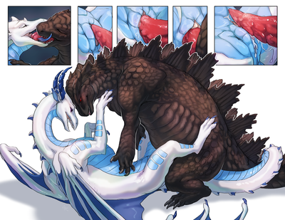 Godzilla and Byzil Having Sex
art by acidapluvia
Keywords: godzilla;gojira;dragoness;byzil;feral;male;female;M/F;missionary;penis;oral;closeup;vaginal_penetration;spooge;acidapluvia