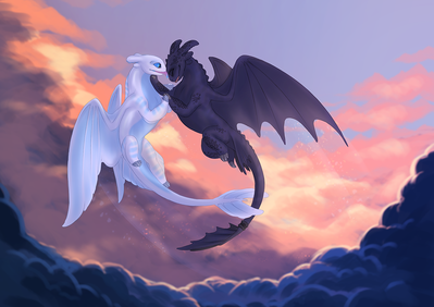 Nubless and Toothless in Flight
art by acidapluvia
Keywords: how_to_train_your_dragon;httyd;night_fury;toothless;nubless;dragon;dragoness;male;female;anthro;M/F;romance;non-adult;acidapluvia