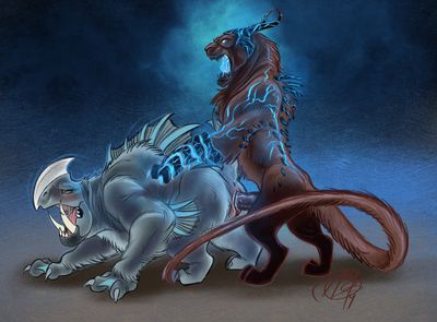 Thunder and Lightning
art by aerosaur83
Keywords: dragon;reptile;monster;male;female;feral;M/F;penis;from_behind;vaginal_penetration;spooge;aerosaur83