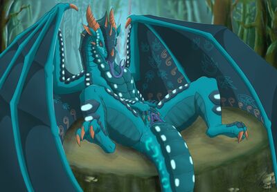 Azure Spread (Wings_of_Fire)
art by aesyr
Keywords: wings_of_fire;seawing;skywing;hybrid;dragoness;female;feral;solo;vagina;spread;spooge;aesyr