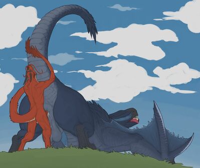 Narga Lovin
art by aetherxov
Keywords: videogame;monster_hunter;eastern_dragon;dragon;wyvern;nargacuga;male;feral;anthro;M/M;penis;from_behind;anal;spooge;aetherxov