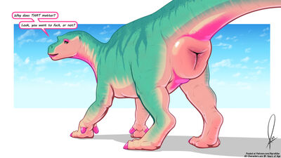 Iguanodon
art by agroalba
Keywords: dinosaur;hadrosaur;iguanodon;female;feral;solo;vagina;presenting;agroalba