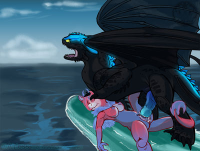 Sex With Toothless
art by airless
Keywords: how_to_train_your_dragon;httyd;night_fury;toothless;dragon;dragoness;male;female;feral;anthro;breasts;M/F;penis;missionary;vaginal_penetration;spooge;airless
