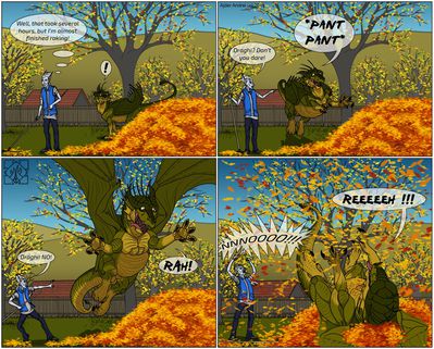 Autumn Leaves
art by ajder
Keywords: comic;dragon;male;feral;solo;humor;non-adult;ajder