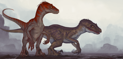Tracking Dogs
art by akriloth
Keywords: dinosaur;theropod;raptor;utahraptor;feral;non-adult;akriloth